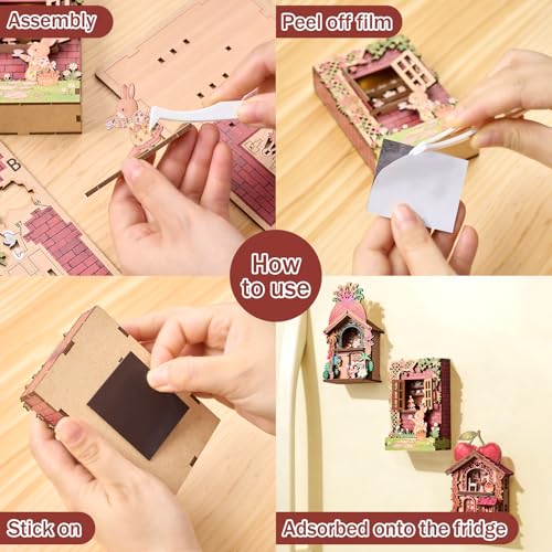 Imán decorativo puzzle 3D de madera para refrigerador miniatura 5