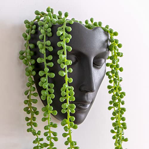 Cool Face Planter For Indoor Plants Head Wall Planter With Drainage For Succulent Black Unique Female Head Pot #TOP7