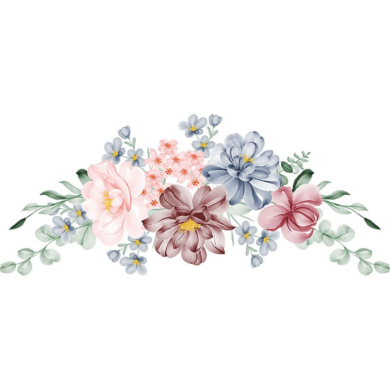 Autocollant de fleurs aquarelles amovible de 40cm pour masquer les rayures