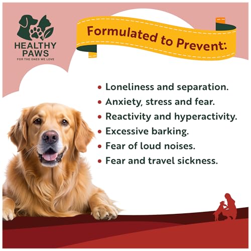 Healthy Paws Calming Treats for Dogs – Natural Anxiety & Stress Relief – Helps with Separation, Barking, Travel, Hyperactivity, Reactivity & Aggression – Calms Without Drowsiness - Image 3