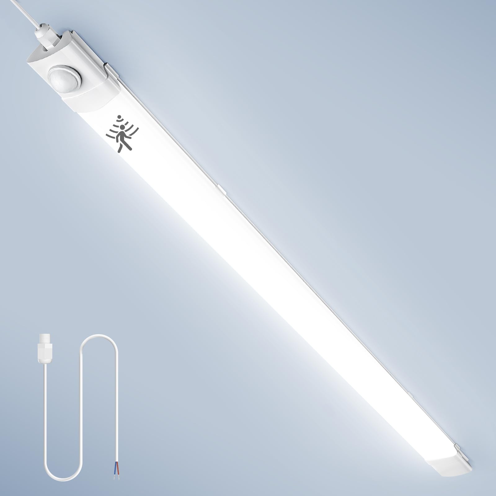 LED Feuchtraumleuchte 115cm mit Bewegungsmelder,6500K Kaltweiß LED Sensor Röhre,40W 4000LM Röhrelampe,IP65 Wasserdicht Leuchtstoffröhre,Feuchtraumlampe für Garage Keller Treppe Flur