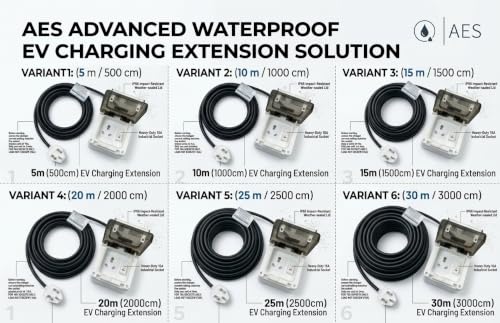 Image of ev Charging Waterproof Extension Board with 16amp Switch &Socket and 10MTRS (32feet) FR Cable of 2.5sqmm 3 core Suitable for EV Car and Two Wheeler Charging uses, up to 3500 Watt (3.5kw) (10mtrs)