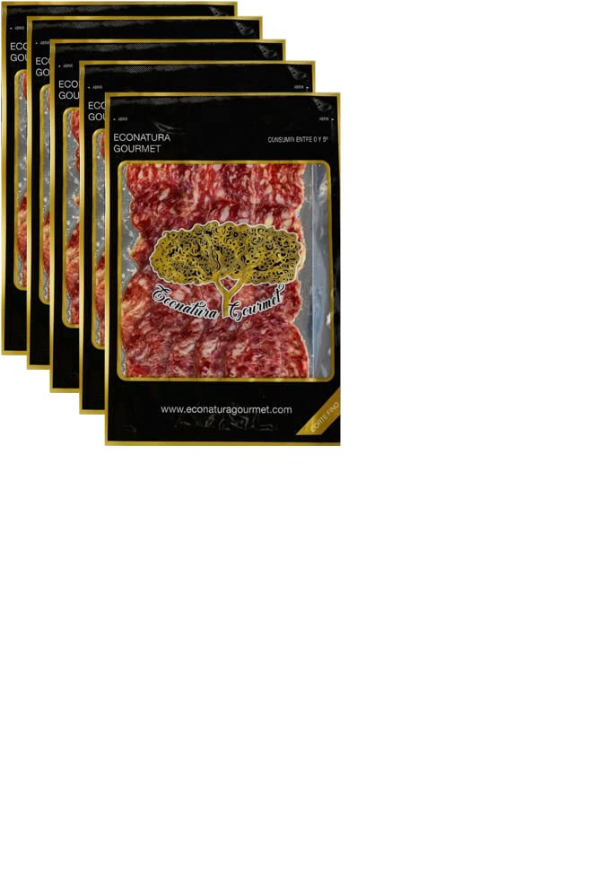Salchichón ibérico de bellota. Salchichón lonchas. Embutidos ibéricos. Salchichón Ibérico loncheado envasado al vacío. Contiene 5 sobres x 80 grs (400grs.).