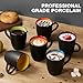 Qipecedm 6 Pack Porcelain Coffee Mugs Set, 12 Ounces Ceramic Coffee Mugs, Matte Black Coffee Mug, Restaurant Cups for Coffee, Tea, Cappuccino, Cocoa, Cereal, Black outside and Colorful inside