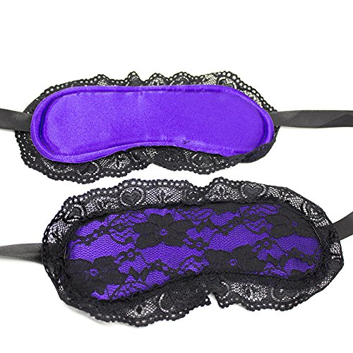 BONDAGERIE® Mascherina per dormire occhi donna uomo, benda notte realizzato in raso e pizzo, vari colori Viola