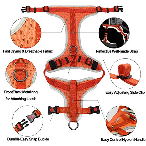 Hondenharnas, anti-trekkend gevoerd borsttuig met reflecterende strepen, zacht instelbaar harnas voor honden, ademend, hondenharnas voor grote middelgrote en kleine honden - Image 3