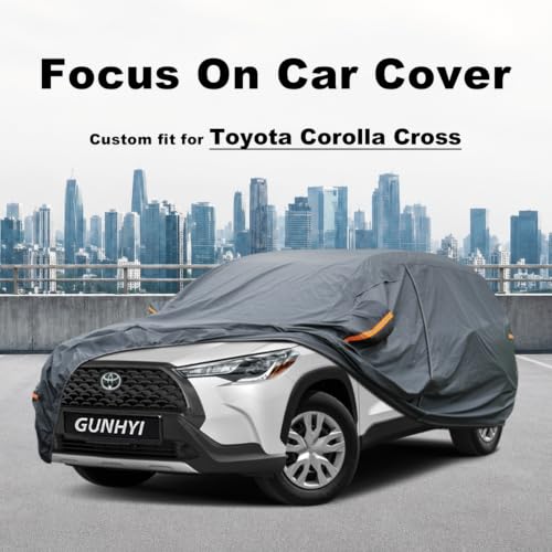 Image of GUNHYI Premium Car Cover Custom Fit Toyota Corolla Cross (2022-2026), 16 Layers Heavy Duty Car Cover Waterproof All Weather with Zipper Door for Sun Rain Snow Dust Uv Protection