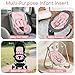 Infant Car Seat Insert for Newborn Girls Boys, Summer Mesh Baby Carseat Head Inserts with Strap Pads, Soft Reversible Baby Car Seat Insert Cushion Pad for Stroller, Bouncer, Swing, High Chair, Pink