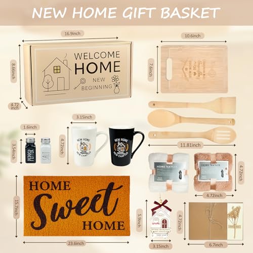 House Warming Gifts New Home Closing Gift Basket with 2 Coffee Mug and Welcome Mat New Home Box Housewarming Present for Couple,Home Buyers,Women,Men,Friend - Image 2