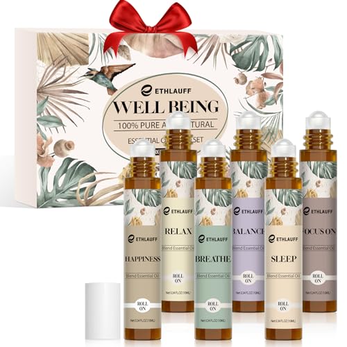 Essential Oils Roll On Set - (Relax, Sleep, Breathe, Focus on) Aromatherapy Oil with Roller Ball,...