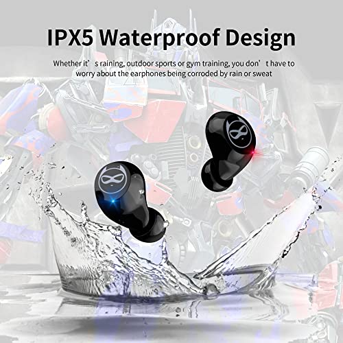 Image of Wireless Earbuds, Bluetooth 5.0 Stereo Headphones, in-Ear Sweat-Proof Wireless Earphones Dual Mic and Noise Reduction, Touch Control Headset with Cartoon Blue Changing Men Charging Case