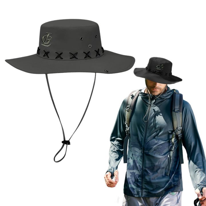 Counius Sombrero De Pescador,Gorra De Sol De Jungla Hombre Ajustable Plegable Sombrero del Arbusto Ancha Gorras De Senderismo Sombrero De Verano,Sombrero para Pesca Hombre