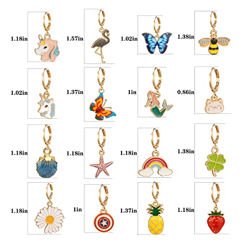 Girls Hypoallergenic Huggie Hoop Earrings with Charm Cute Small Dangle Hoop Earrings Set (10-20 Pairs)4