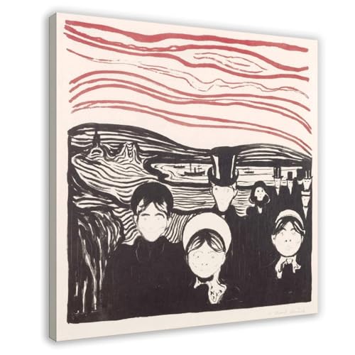 Anxiety Edvard Munch toile imprimée decoration murale salon et cadre bureau 30x30cm