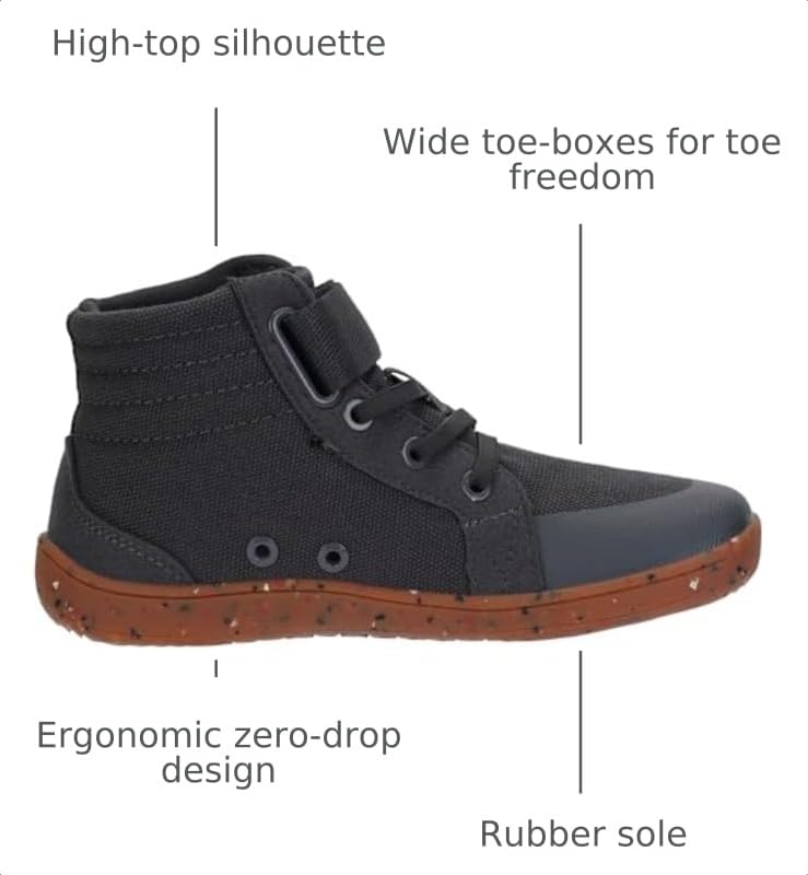 Image of WHITIN Little /Big Kid Wide High Top Barefoot Shoes | Street-Style Minimalist Sneakers for Boys /Girls | Natural & Healthy Fit