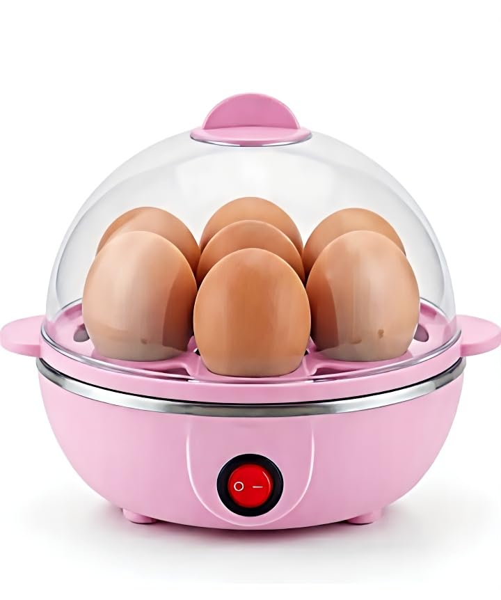 Image of Electric Egg Boiler, 7 Egg Capacity, One-Touch Operation, Stainless Steel Heating Plate, Transparent Lid, Compact Kitchen Appliance
