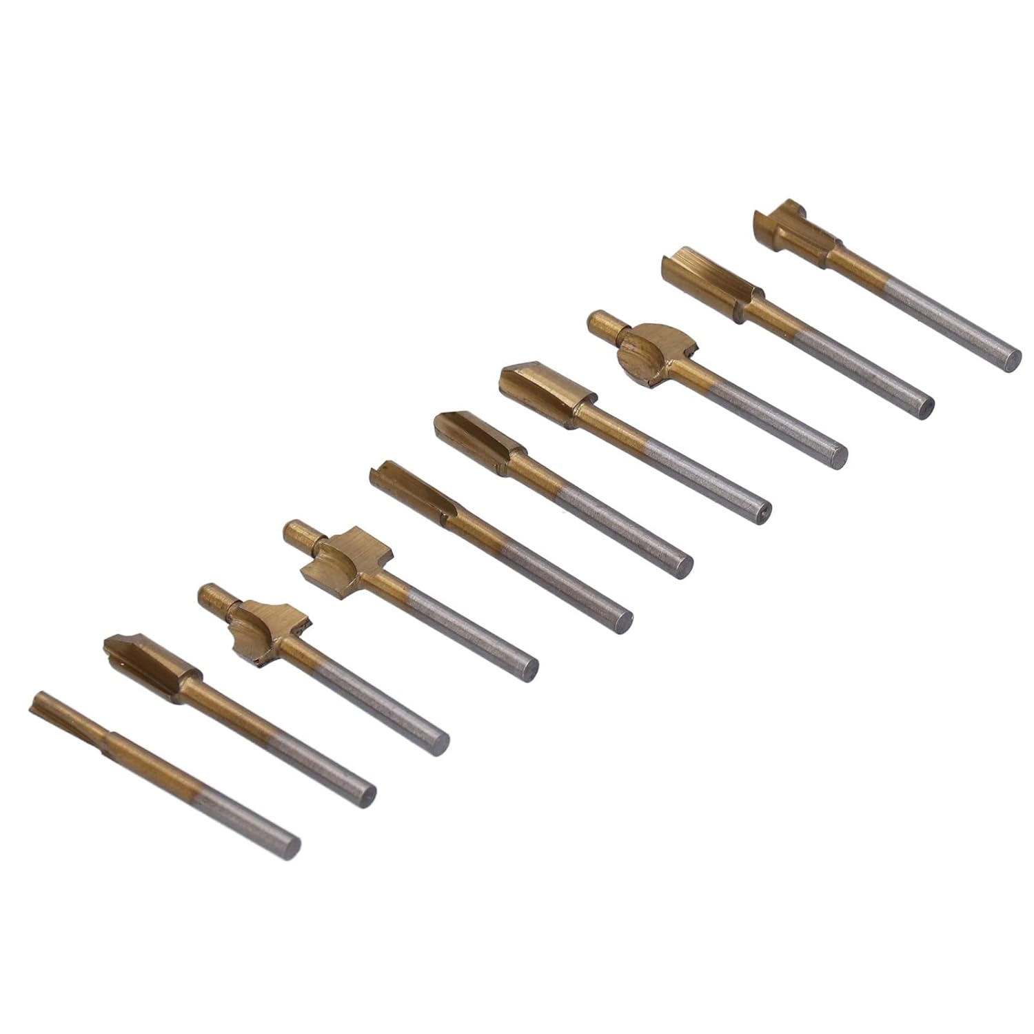10pcs Carbide Router Bits Set, Carpentry Woodworking Trimming Knives, 3mm Shank High Speed Steel Rotary Burrs for Wood Engraving Carving Drilling on ABS Acrylic PVC