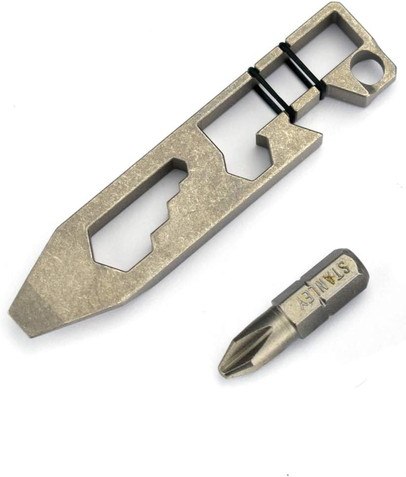 Titanium Multitool Pry Bar Bottle Opener Screwdriver Wrench Tool EDC Gear Keychain Tools (Grey)