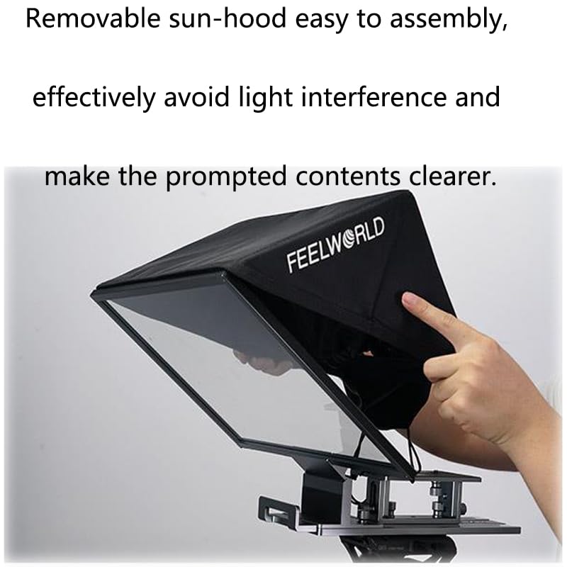 Image of FEELWORLD TP16 16-inch Folding Teleprompter Supports up to 16 inch Tablet Horizontal Vertical Prompting Bluetooth Remote Control Compatible with DSLR /Camcorder /Camera Shooting