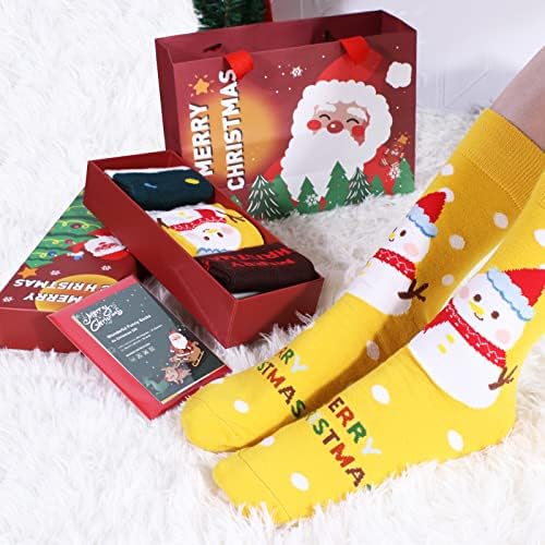 Niofind Christmas Socks for Women Men - Funny Gift Idea Socks Fantastic Novelty Funky Socks Set Unisex 3 Pairs, Fun Christmas Gift Socks with Exquisite Box, Bag, Greeting Cards for Girlfriend