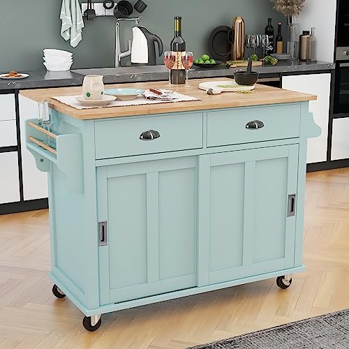 Kitchen-Island-with-Drop-Leaf-Rolling-Kitchen-Island-Cart-on-Wheels-Kitchen-Storage-Islands-Carts-with-2-Drawers-4-Storage-Cabinet-Door-Large-Countertop-Moveable-Kitchen-Island-Mint-Green Kitchen Island with Drop Leaf Rolling Kitchen Island Cart on Wheels Kitchen Storage Islands Carts with 2 Drawers 4 Storage Cabinet Door Large Countertop Moveable Kitchen Island Mint Green
