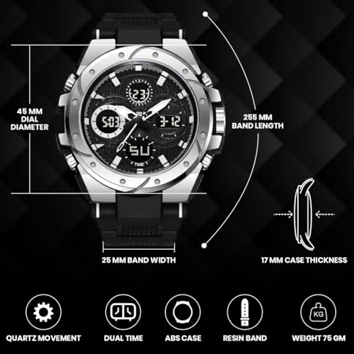 Image of V2A Stryke-VOLTRIX 5130 Analog-Digital Sports Watch for Men | Layered Dial Design | Bold Urban Performance Watch with 50M Water Resistance, Alarm, Stopwatch, Day-Date & Backlight