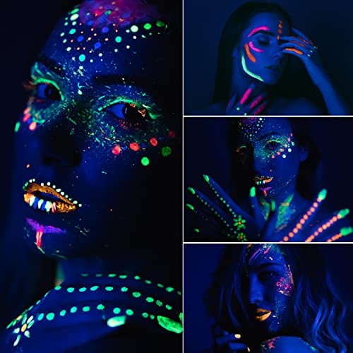 Lookmee Uv Glow Blacklight Neon Face And Body Paint, 0.84Oz Set Of 8 Tubes , Uv Blacklight Neon Fluorescent, Glow In The Dark Face Body Paints,Glow In Dark Party Supplies #TOP6
