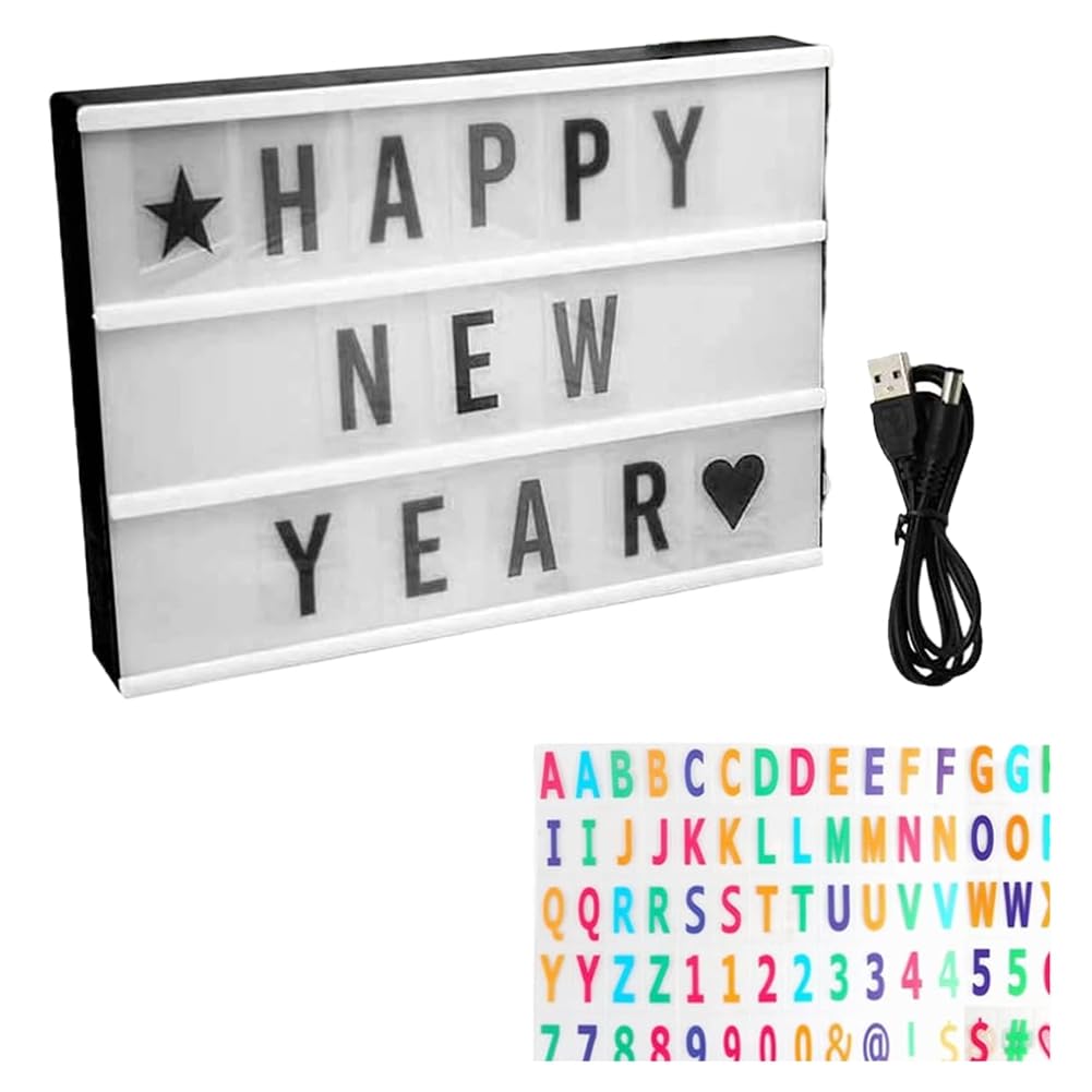 Ressm Cinema Light Box Personalized Neon Signs, Warm White LEDs Lightbox with Letters, Numbers, Symbols