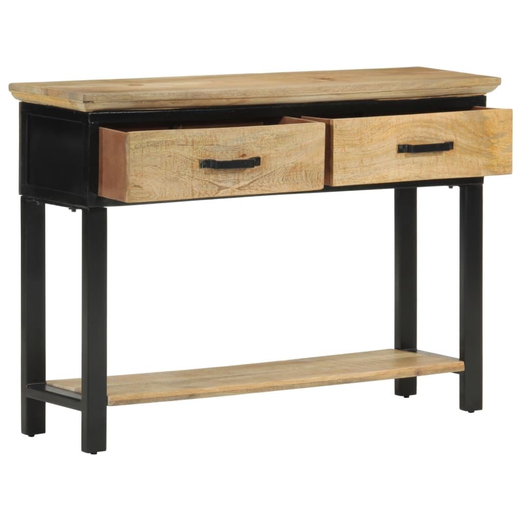 Console entrée salon bois massif mangue 110 cm meuble d'appoint design industriel