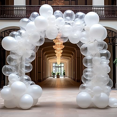 Image of RUBFAC 129pcs Clear Balloons Different Sizes 18 12 10 5 Inches for Garland Arch, Transparent Balloon for Birthday Baby Shower Wedding Party Decoration
