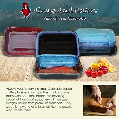 ALWAYS AZUL POTTERY Lasagna Pan in Azulscape Glaze - Handmade Ceramic Pottery Bakeware - Traditional Versatile Pan for Delicious Recipes and Easy Cleanup - Baking Dish for Lasagna, Casseroles,and More