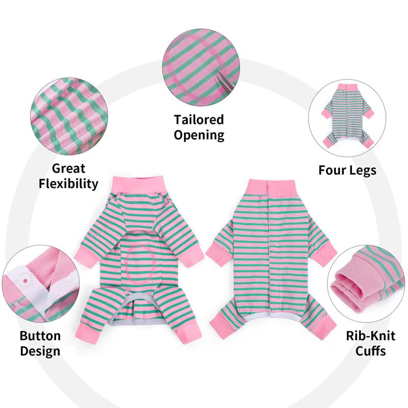 Image of Dog Surgery Recovery Suit for Small Dogs, 4-Legged Dog Onesie After Surgery with Back Snaps, Breathable Cotton Spay and Neuter Bodysuit for Female and Male Dogs