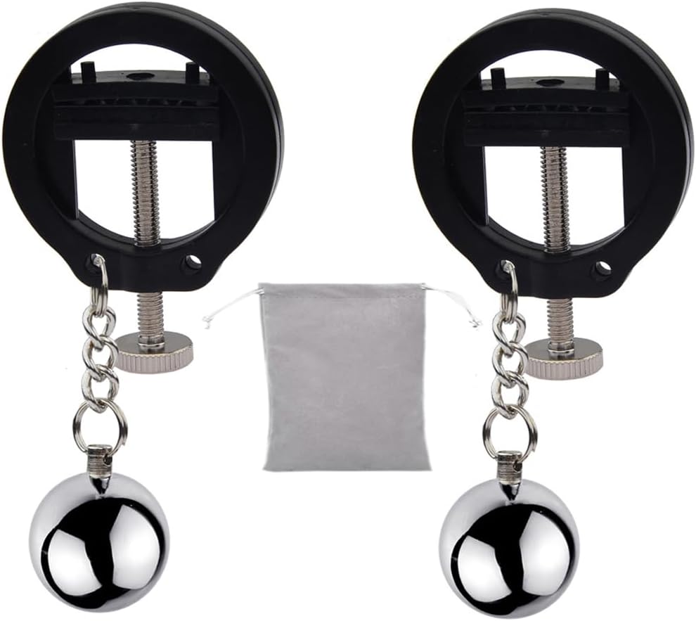 Weighted Nipple Clamps Adjustable Metal Nipple Clamps Non-Piercing Large Nipple Clips for Women Gravity Ball Nipple Clip Pendant Stainless Steel Nipple Clip
