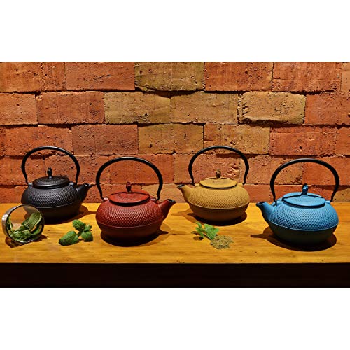 Chaleira MTA Ferro Fundido Com Infusor 1,5L Retrô Acabamento a Mão Forno Fogão Indução Cor: Azul