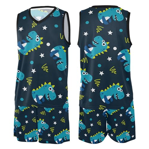 Little Dinosaurs Stars Boys Conjunto de uniforme de basquete sem mangas para treinamento 5T PP, Pequ