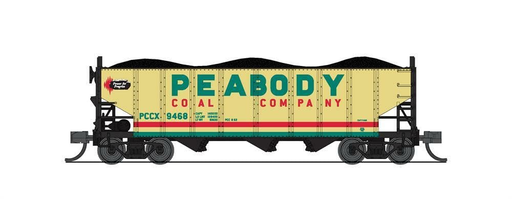 Broadway Limited 7163 3-Bay Hopper, Peabody Coal, Yellow/Green/Red, 2-Pack B, N (Fantasy Paint Scheme)