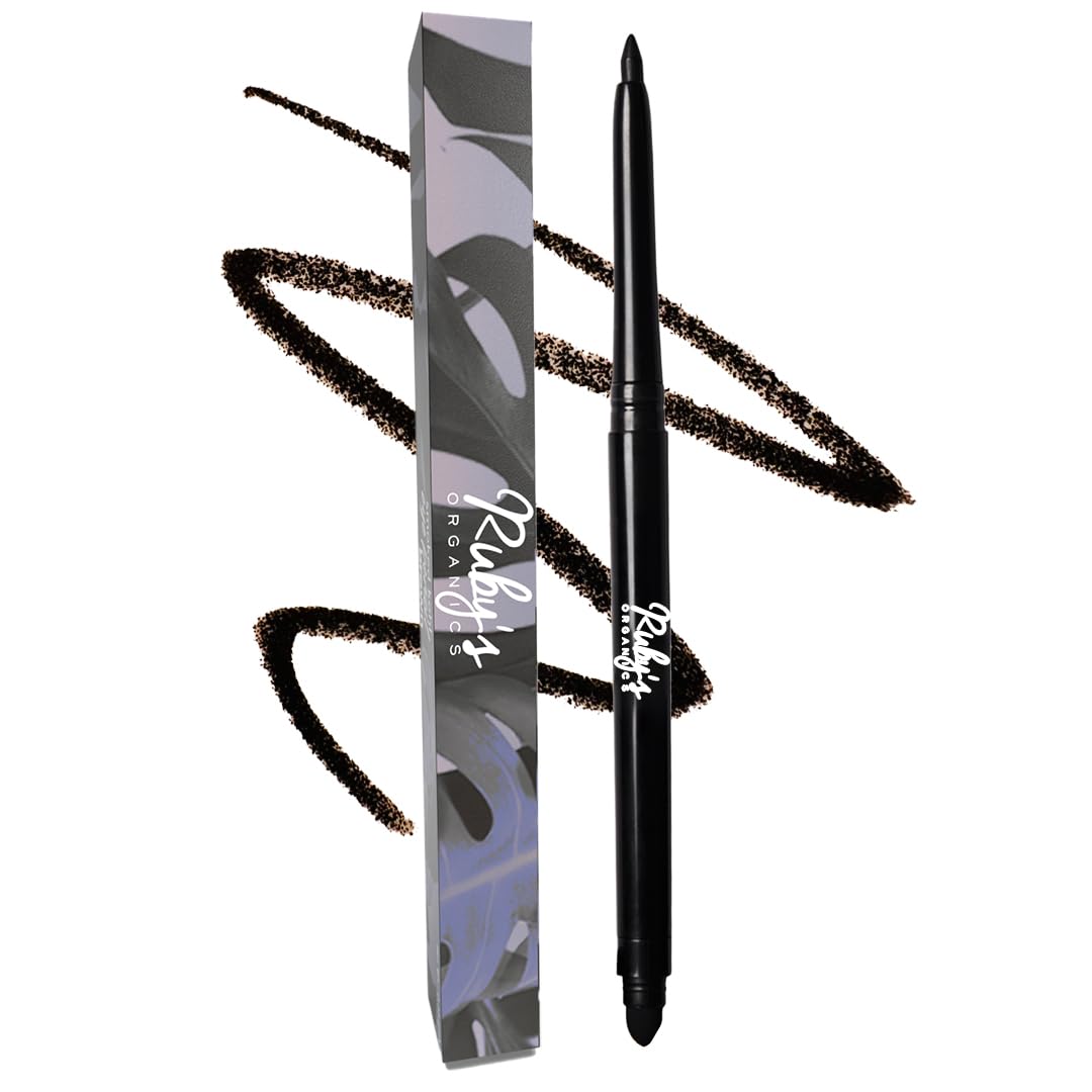 RUBY's ORGANICS Kohl Eyeliner- Black, Kajal with In-Built Smudger for Smokey-Eye, Extra Smooth & Blendable, Long-Wearing M...