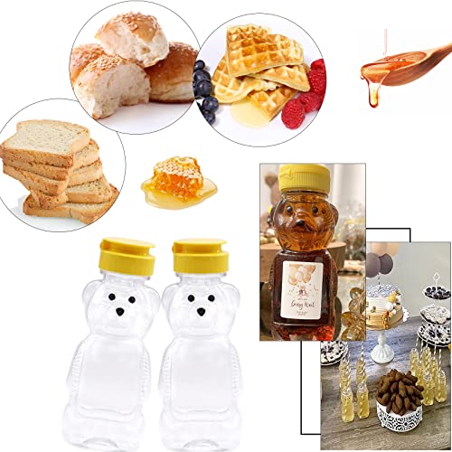 10 Pack 8 Fluid Oz Plastic Honey Bear Bottle,Honey Squeeze Empty Bottle,Squeeze Honey Container with Yellow Flap Caps for Storing and Dispensing