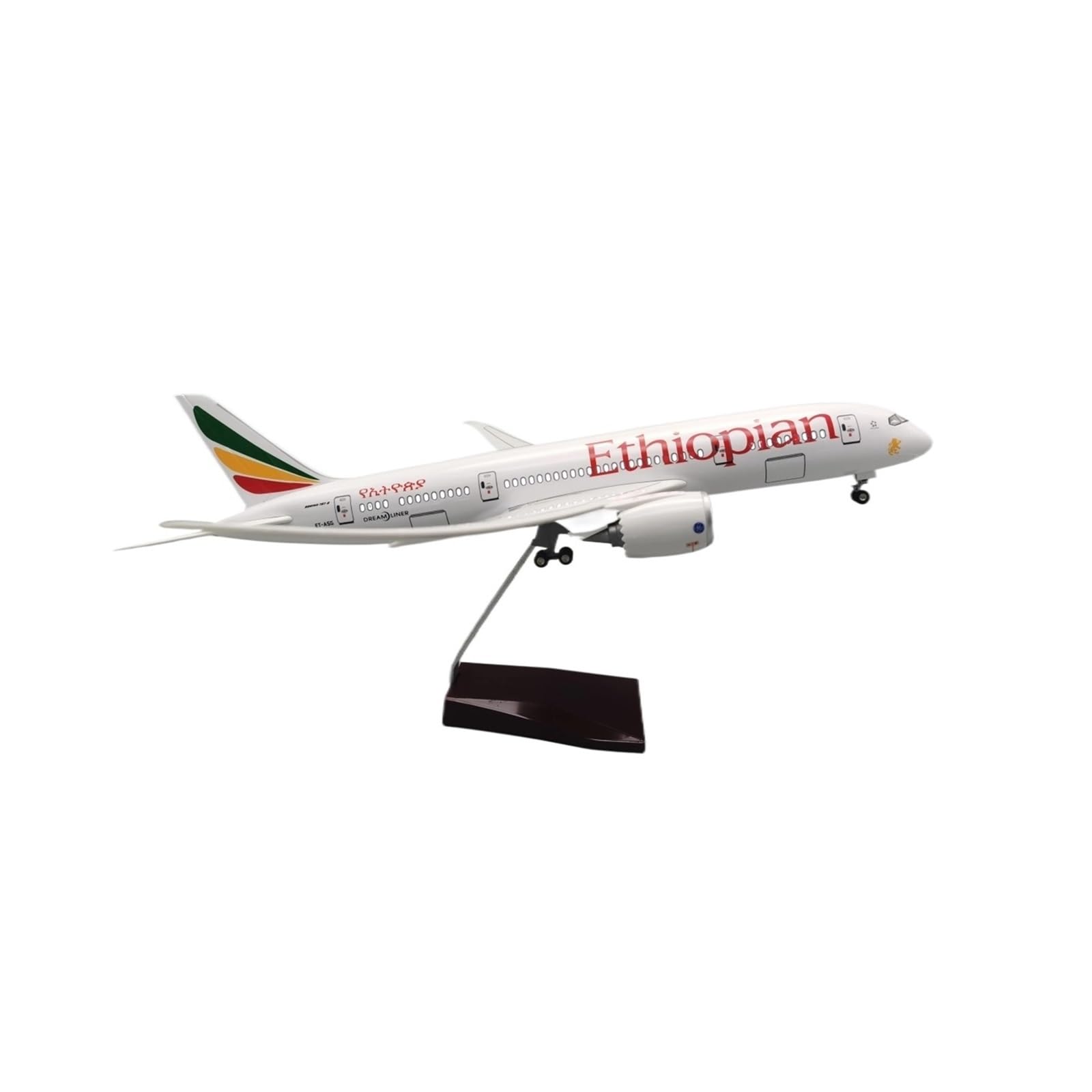 Odlewane zabawki samolotowe w skali 1/130 dla 787 Ethiopian Airways Model samolotu Ozdoba Materiał żywiczny Dekoracyjny z modelem samolotu Samolot do zbierania i wyświetlania (ze światłem)