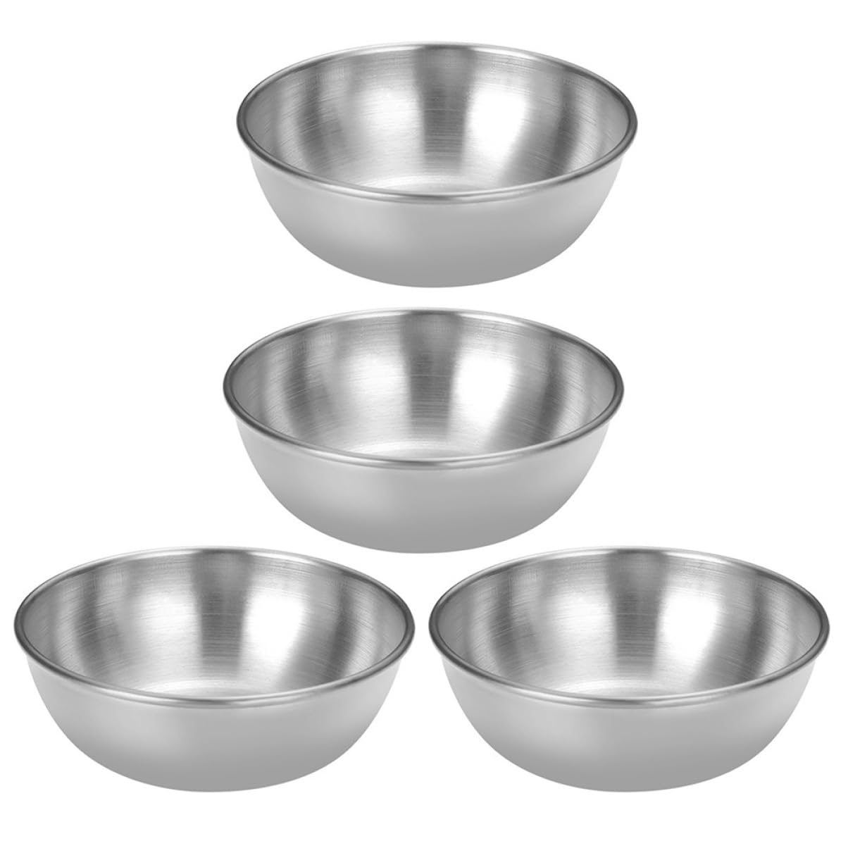 FUNOMOCYA 4pcs Mustard Dish Condiment Plate Soy Sauce Condiment Sauce Cups Condiment Container Sauce Dipping Dish Food Sauce Dish Side Dish Plate Sushi Dipping Bowls Silver Stainless Steel