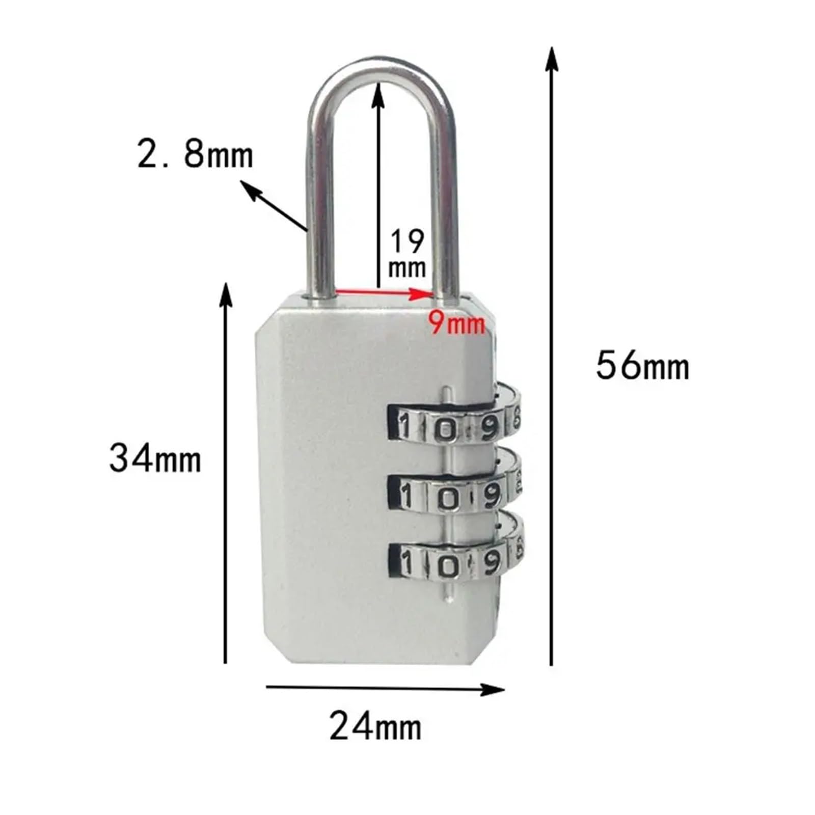 Lucchetto con codice di combinazione a 3 cifre Mini portatile Zaino Lucchetto con cerniera Lucchetto da viaggio Lucchetto for bagagli Armadietto for dormitorio Blocco password di sicurezza 1 pz(Black)