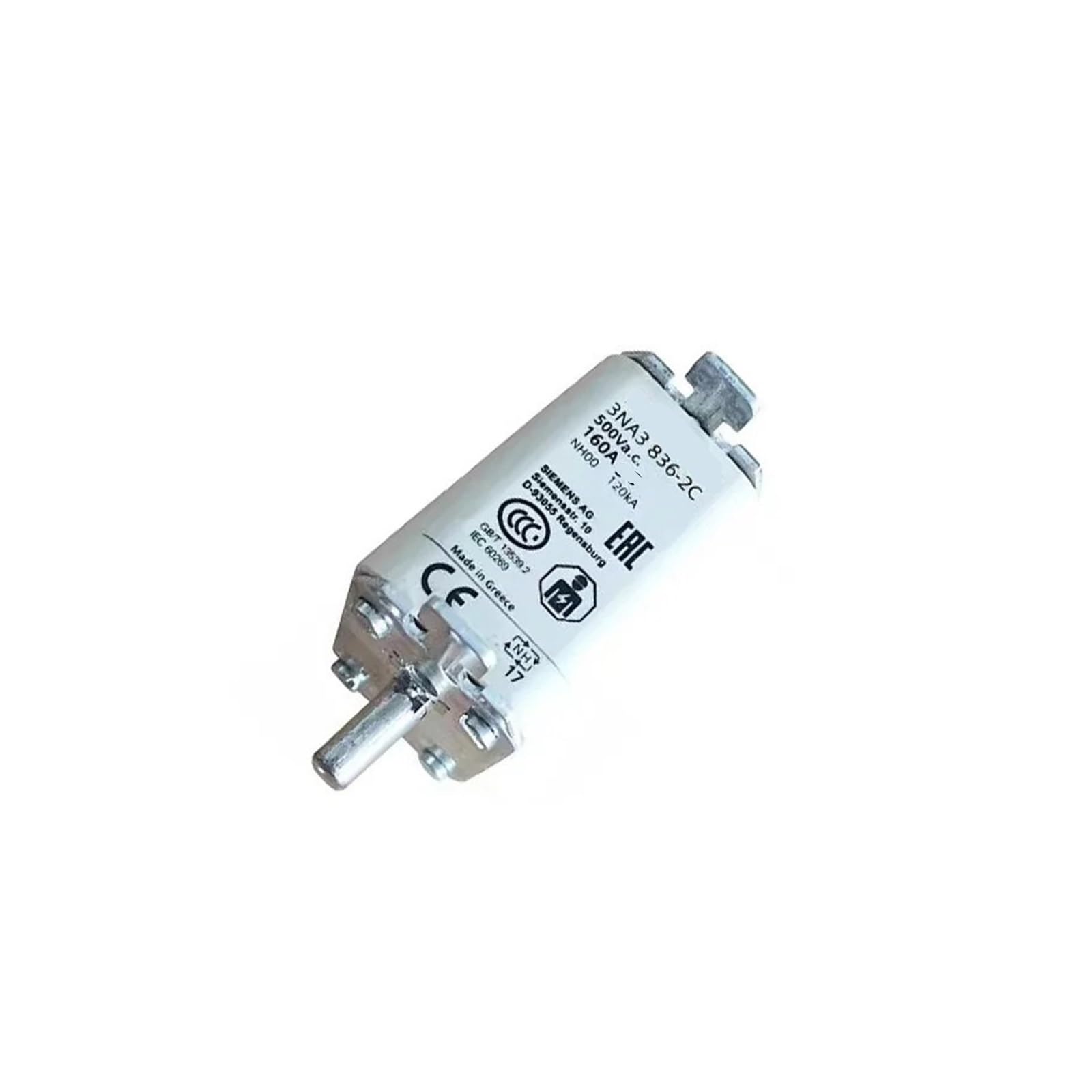 Fusible 3NA6810-6 basse perte thermique taille NH000 à couteaux métalliques