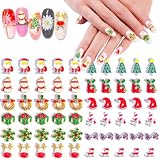60 Pcs Christmas Nail Art Alloy Rhinestones,Christmas Alloy Nail Charms Nail Art Decor Santa Claus,C