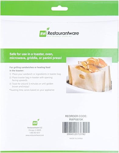 Miniatura 6 de Bag Tek - Juego de 6 bolsas para tostadoras antiadherentes, multiusos, sin BPA, juego de fundas de plástico kraft para tostadora, semi-desechables,