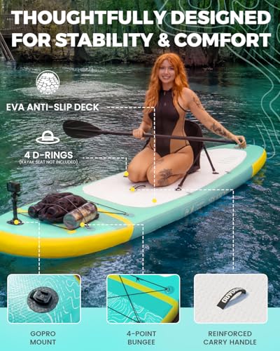 Image of HEYBOARD Inflatable Stand Up Paddle Board 10'6 inchx32 inchx6 inch Standup Paddleboard with Premium SUP Accessories & Backpack, Non-Slip Deck, Waterproof Bag, Leash, Paddle, Hand Pump