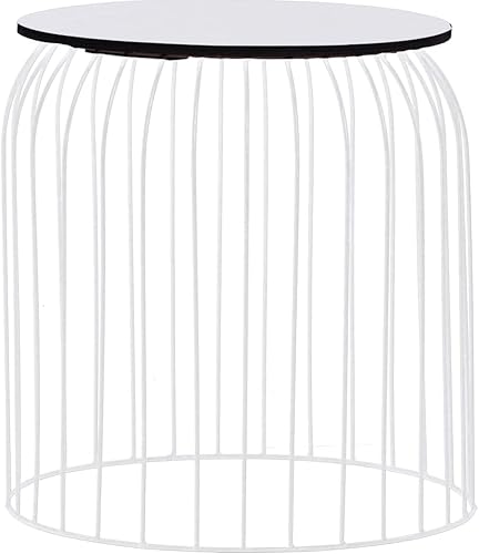 Miniatura 11 de 1 mesa auxiliar con marco de metal, mesa auxiliar blanca para sala de estar, hogar, oficina, 18.5 x 22.4 pulgadas Blanco,Negro