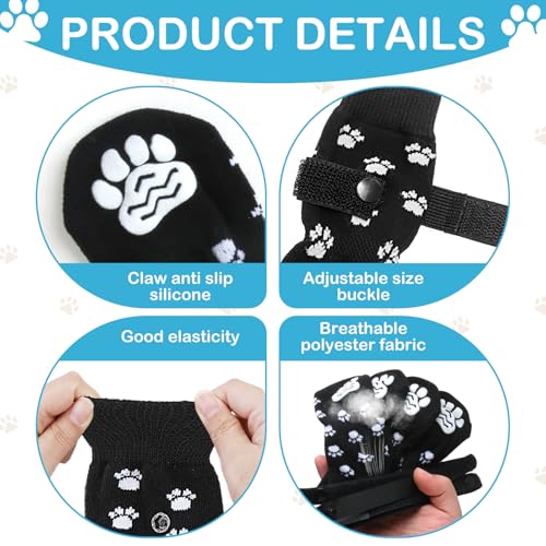 2 works Anti Slip Dog Socks Paws Stop Licking Pet Paw Protector Claw Socks with Grips Strong Traction Prevent Scratching Adjustable Strap Rubber Bottom for Large Dog Hardwood Floors Indoor Walking L - Image 4