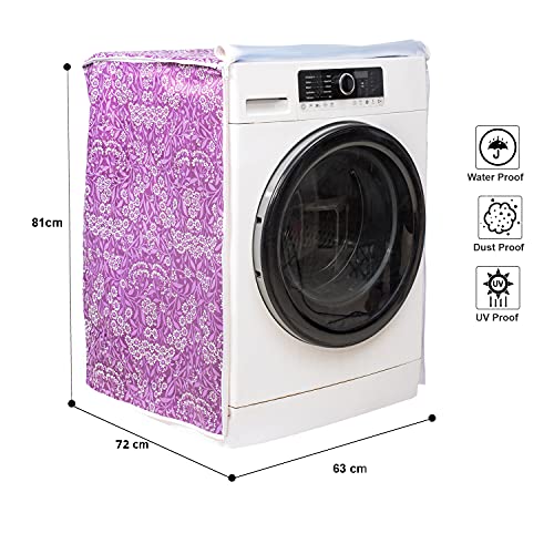 Image of Classic Front Load Washing Machine Cover for IFB 9 Kg, 9.5 Kg, 10 Kg, 10.5 Kg, 11 Kg (72cmsX63cmsX81cms, Purple Flower, X-Large)