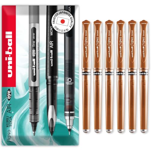 Stylo encre gel bronze uni-ball Signo à pointe large pour écriture fluide