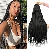 Themis Hair Black Crochet Box Braid 30inch 6Packs Midium Size Premium Synthetic Crochet Braids Waist...